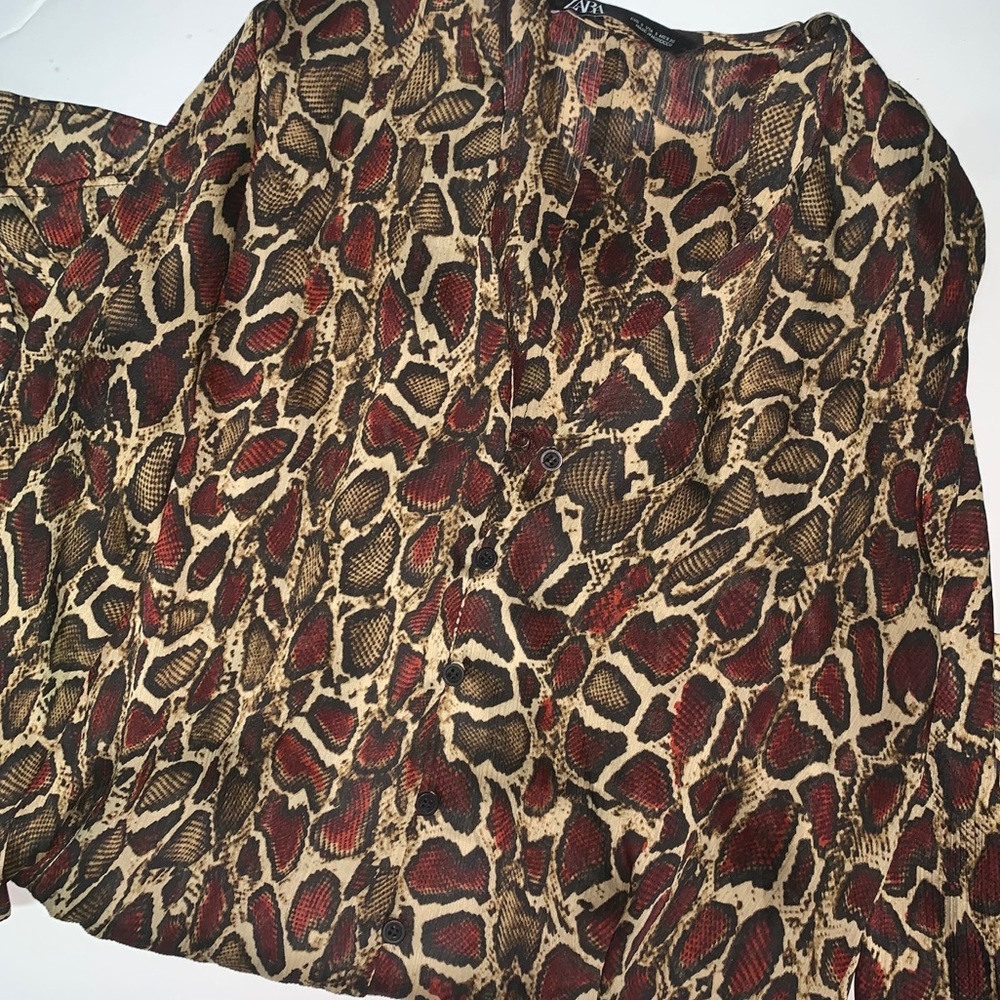 Zara Animal print ruffled dress - Picture 4 of 6